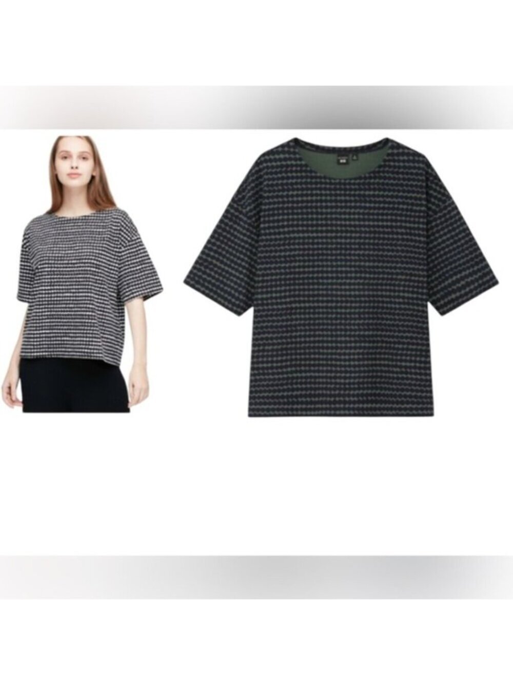 Marimekko x Uniqlo NEW Cotton Polka Dot Boxy T-Shirt Top Crew Räsymatto Print S